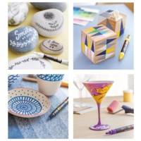 Set de 4 Marqueurs PC3ML Pte conique fine en plastique Pailleté Assorti