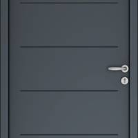Porte d'entrée acier CITADINE gris dormant 60 mm avec tapées pour isolation 160 mm - 215 x 90 cm - Gedimat - WIBAIE
