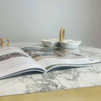 Plateau de table rond Marbre Bianca Luna & laiton - RestooTab