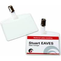 Boite de 25 portes-badge à pince 6x9 cm  + 32 inserts microperforés