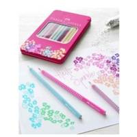 Crayon de couleur Sparkle, boîte métal rosé de 12