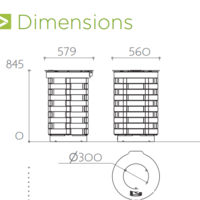 Corbeille urbaine simple éco - conçue Reliefs flux 95 Litres porte sac