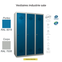 Vestiaire industrie salissante | 3 cases | Séparation vêtements propres et sales