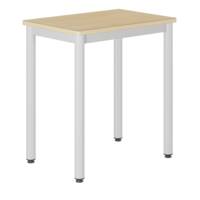 Table CARÉLIE plateau ép.21 mm stratifié chant bois piètement époxy - 70x50 cm - T6 - Hêtre miel/gris alu RAL 9006 - Mobidecor