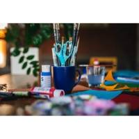 Ciseaux enfants "Bleu turquoise à fleurs" 12 cm coloris bleu turquoise