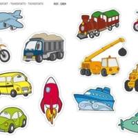 Pochette 24 maxi gommettes transports 210x297 mm