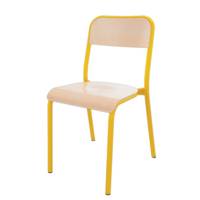 Chaise TRÉVISE 4 pieds assise et dossier bois Blueprotech® piètement époxy - T6 - Jaune RAL 1003 - Mobidecor