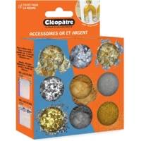 Boite de 9 pots d'accessoires Résine - Thème or et argent