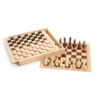Jeux de dames et d'echecs - coffret en bois