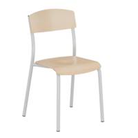 Chaise ANTIB assise et dossier bois Blueprotech® piètement époxy - T6 -  Rouge RAL 3000 - Mobidecor