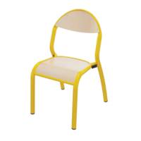 Chaise ROND'O 4 pieds assise et dossier bois Blueprotech® piètement époxy- T2 - Jaune RAL 1003 - Mobidecor