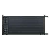 Portail coulissant GALA alu décor voile gris anthracite structuré - Gedimat