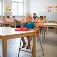 Chaise scolaire haute Lise avec coque  - Coloris variés