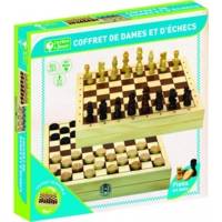 Coffret Jeux de Dames et d'Echecs Réversible en Bois - JEUJURA