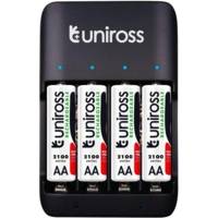 Chargeur COMPACT - 1 à 4 Piles AA/AAA/9V + 4 Piles AA rechargeable Inclus