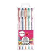 Etui de 5 rollers encre gel Signo pointe moyenne 0,7mm Couleurs métal assorties - Uni-Ball