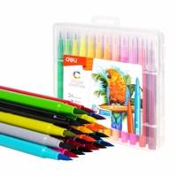 Boîte 24 feutres Color Emotion, pointe pinceau 1.0-8.0mm pointe douce pour le dessin et effet pinceau pour la peinture - DELI