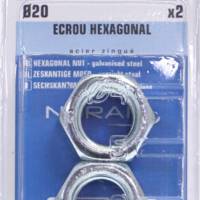 Ecrou hexagonal en acier zingué Ø20 mm - Gedimat - NORAIL