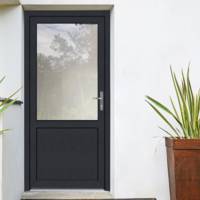 Porte de service PVC BIZERTE gris anthracite 7016 dormant 60 mm avec tapés pour isolation 100 mm - 200 x 90 cm - Gedimat - EUROPEN