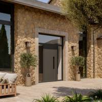 Porte d'entrée alu ELOA gris dormant 80 mm - 215 x 90 - Gedimat - GIMM MENUISERIES
