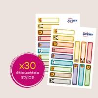 Sachet de 30 étiquettes stylos motifs animaux - 50 x 10 mm