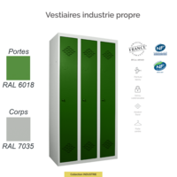 Vestiaire Industrie Propre 3 Cases | Sécurisé & Conforme aux Normes NF