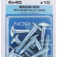 Boulon bois tête ronde collet carré classe 4.8 acier zingué - Gedimat - NORAIL
