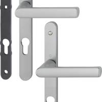 Ensemble de poignées pour portes fenêtres avec plaque étroite HAMBURG alu noir mat clé I 68 - Gedimat - HOPPE