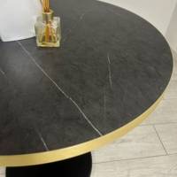 Mange-debout pied noir Ø70cm marquina chants laiton - intérieur - RestooTab
