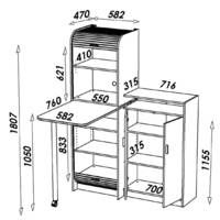Meuble cafétéria à plateau coulissant