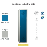 Vestiaire industrie sale – 1 porte – Acier monobloc robuste