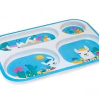 Plateau 4 compartiments décor Lama/Licorne - Lot de 3 minimum