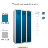 Vestiaire Industrie Propre 3 Cases | Sécurisé & Conforme aux Normes NF