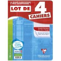 Lot de 4 Cahiers piqûés 24 x 32 cm 96 pages Séyès 90g Velouté Assortis - CLAIREFONTAINE