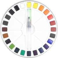 Boîte en métal de 24 demi-godets d'aquarelle fine et 1 Pinceau