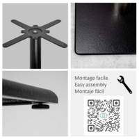 Table pied noir 70x70cm marbre blanc chant laiton - intérieur - RestooTab