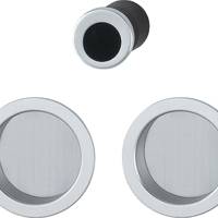 Set pour porte coulissante tire-doigt + poignée cuvette ronde finition chromé satiné avec trou de serrure - Gedimat - HOPPE