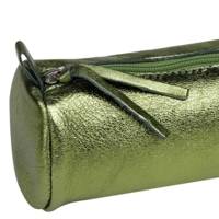 Trousse cuir Ronde Ø 5,5x22cm Vert
