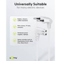 Cordon Electrique coudé Type C CEE Euro 7/16 - IEC 60320 C7, 3 m, Blanc