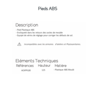 Kit de 4 pieds en ABS pour vestiaire