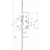 Serrure trimatic 3 points axe 50mm pour porte d'entrée bois - Gedimat - THIRARD