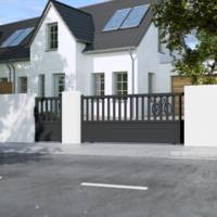 Portail coulissant AURORE alu gris anthracite structuré - Gedimat - GARDEN GATE