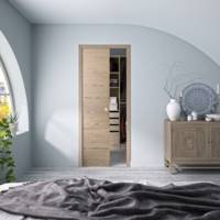 Porte coulissante alvéolaire COME décor chêne noisette - 204 x 73 cm - Gedimat - SIFISA