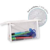Trousse Rectangulaire à Soufflet 22x4x14 cm TRANSPARENT à PAILLETTE