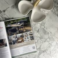 Plateau de table rond Marbre Bianca Luna & laiton - RestooTab