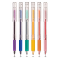 Boîte 6 Stylos gel avec bouchon soft grip pointe aiguille 0.5mm 6 couleurs