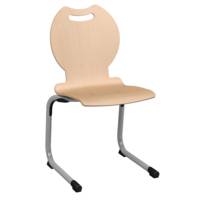 Chaise SOFIA coque C22 Bandana bois Blueprotech® piètement époxy - T6 - Gris RAL 9006 - MOBIDECOR
