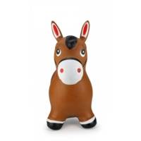 Cheval gonflable et rebondissant brun avec pompe