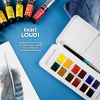 Aquafine - Set de voyage peinture aquarelle - 12 demi-godets et 1 pinceau - DALER ROWNEY