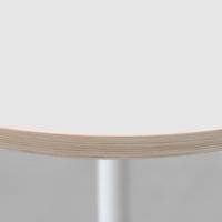 Table pied blanc Ø120cm blanc chant bois - intérieur - RestooTab